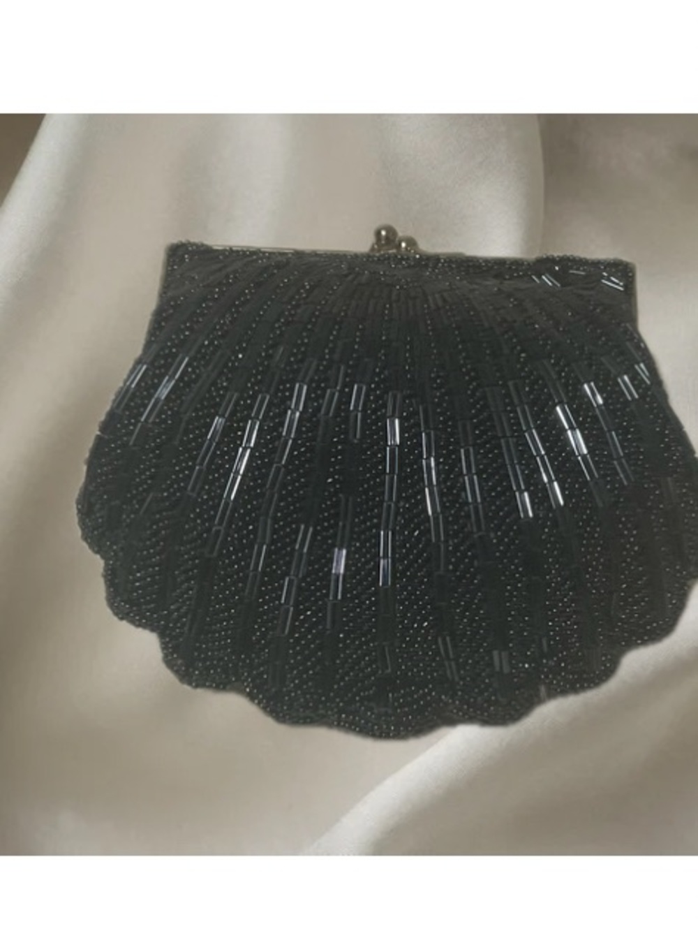 Valerie Stevens Black Beaded Shell-Style Evening Clutch - Picture 4 of 6